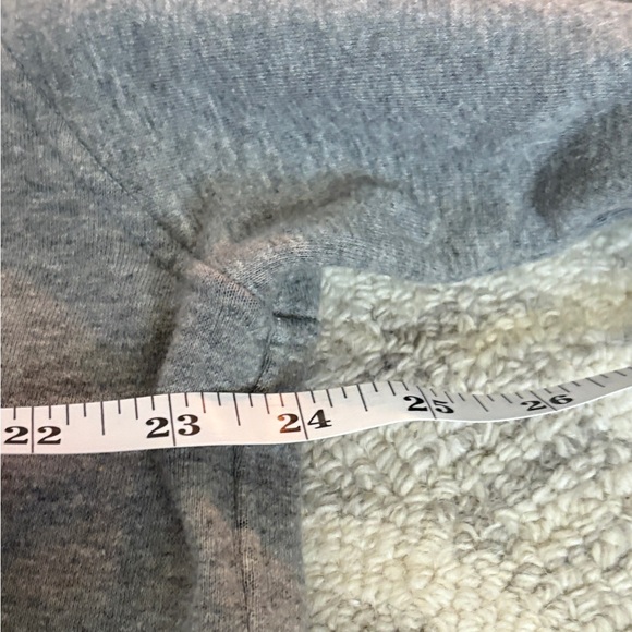 Theory Navy & White Striped Knit Reversible Hoodie with Bell Sleeve Size Medium - Picture 7 of 11